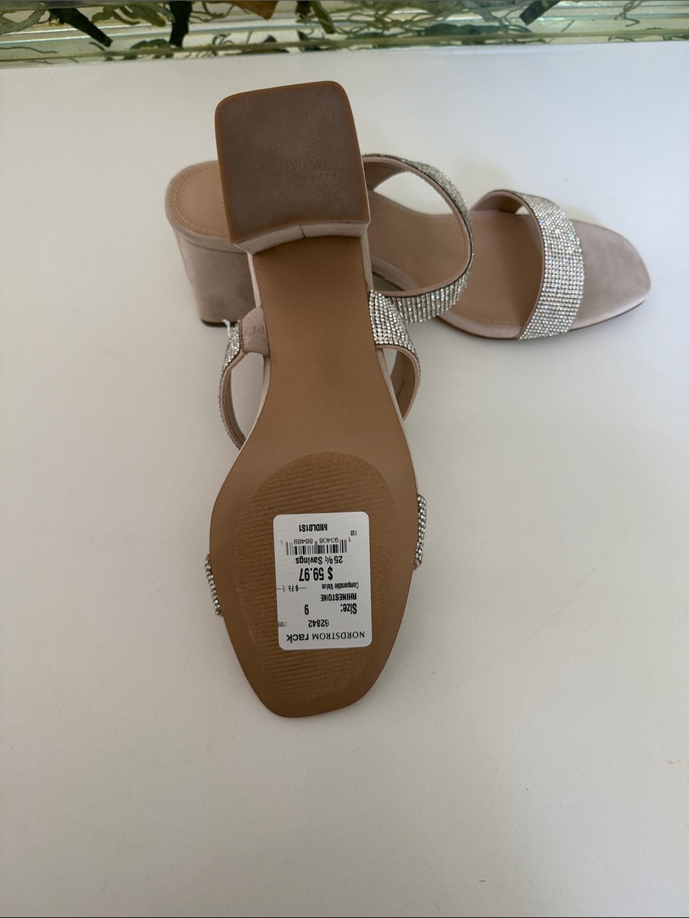 Steve Madden Nude Crystal Double Strap Mules - Picture 5 of 7